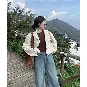 Áo Khoác Jean Nữ Màu Trắng Dáng Basic Dễ Phối