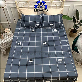 Bộ ga giường poly cotton LIDACO drap giường đủ size nệm 1m2, 1m4, 1m6, 1m8 (Tặng 01 vỏ gối ôm)