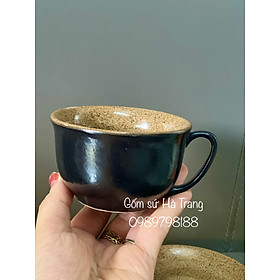 Mua Cốc cafe gốm sứ Bát Tràng cao cấp men đen lòng nâu dung tích 160ml