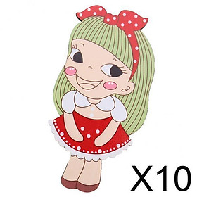 10xCute Cartoon Pattern Wooden Mirror Kids Hand Pocket Mirror Cosplay Toys #5