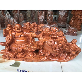 Mua Tượng phật di lặc kéo bao tiền phong thủy bằng gỗ hương đá kt ngang 50×23×12cm