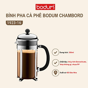 Bình pha trà, cà phê kiểu Pháp Bodum Chambord màu inox 350ml 1923-16, xuất xứ Bồ Đào Nha