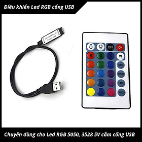 Mua Bộ điều khiển đèn led RGB cổng USB 5V đến 24V có remote điều khiển từ xa