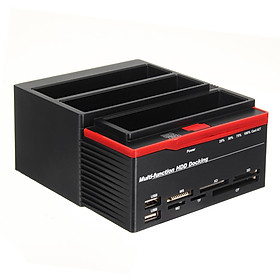 2.5/3.5''Dual SATA 3IDE HDD Drive Disk Docking Clone Station Card Reader US Plug