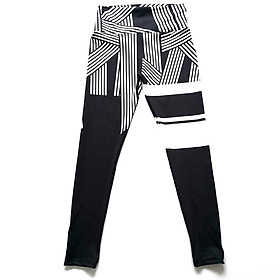 Spot new Ebay Amazon striped digital printing hip high waist fitness yoga leggings women White