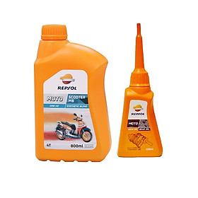 Combo nhớt xe tay ga cao cấp Repsol Scooter 10W40 800ml tặng nhớt hộp số Repsol Gear Oil 120ml