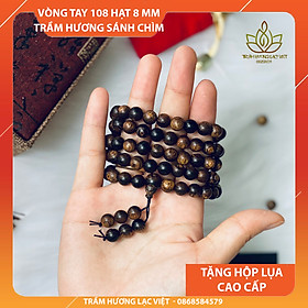Vòng Tay Trầm Hương 108 Hạt Sánh Chìm 5/6/7/8mm - Chuỗi Tràng Hạt Trầm Sánh Chìm Tự Nhiên Cao Cấp - Lạc Việt Trầm Hương