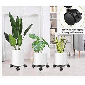 Hình ảnh Đế lót chậu hình tròn - sắt sơn tĩnh điện, có bánh xe và khoá cố định