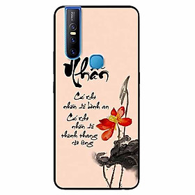 Ốp lưng in cho Vivo V15 Mẫu Thư Pháp Nhẫn Nền Hồng