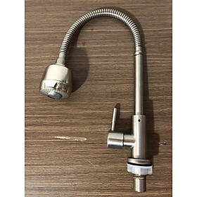 Mua VÒI RỬA CHÉN LẠNH ỐNG BẺ ĐẦU TĂNG ÁP INOX 304 - Cần Bẻ Lò Xò Sử Dụng cho 2 Hộc Chậu_Vòi chén inox nguyên khối - hàng đẹp