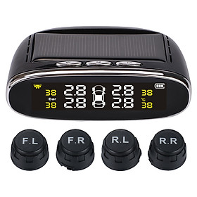 Car TPMS Tire Pressure Digital Solar Energy Monitoring System Auto Security Tire Pressure Alarm Systems LCD Display with