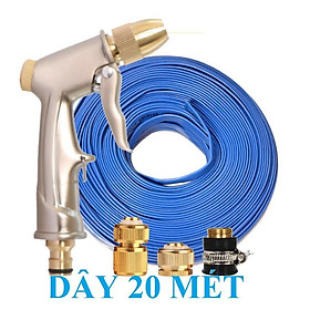 Bộ dây vòi xịt bơm nước tưới rửa , tăng áp 3 lần, loại 20m 206701-1 đầu đồng,cút đồng+ đai