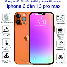 Mua Cường lực dẻo 9h+ dành cho iphone 6 đến 13 pro max Bảo vệ màng hình tránh trầy xước  va đập