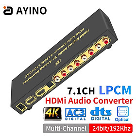 4K HDMI-compatible Audio Extractor PS 7.1CH LPCM DAC Optical SPDIF RAC Digital to Analog Converter Color: UK Power Adapter