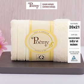 Khăn mặt cho bé sơ sinh, mới lớn POÊMY sọc gân, kích thước 20x21cm, sợi vải siêu vi mảnh, mềm mịn, dịu nhẹ, không kích ứng da