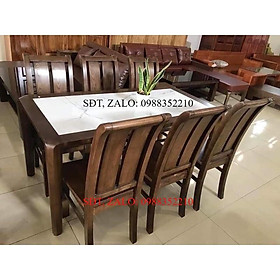 Bàn Ăn Gỗ Tự Nhiên Mặt Đá 6 Ghế
