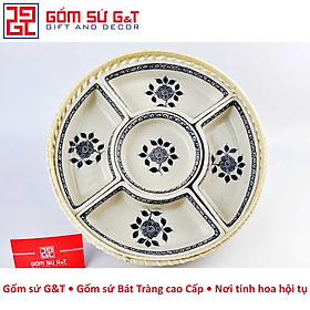 Khay mứt tết vẽ hoa móc Gốm Sứ G&T