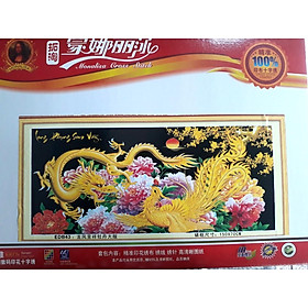 Tranh thêu chữ thập long phụng sum vầy EDB43 - 150 x 70 cm - chưa thêu