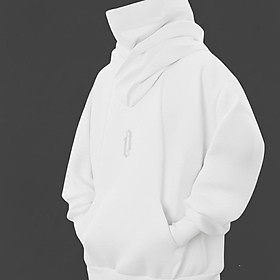 Áo Hoodie Cổ Cao, Hoodie Ninja Phong Cách Đường Phố Hàng Cao Cấp Menswear Nam Nữ Dài Tay Đen Áo Hoodie Che Mặt - Màu Trắng