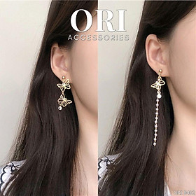 Bông tai nữ dáng dài đàn bướm đính đá Darryl sang trọng ORI ACCESSORIES B402