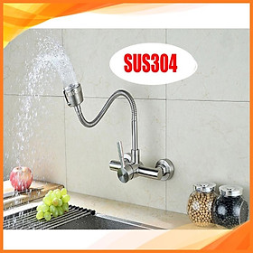 Mua Vòi rửa chén bát nóng lạnh gắn tường Inox 304 không hoen gỉ  thân xoay 360 độ
