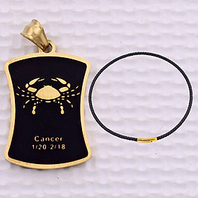 Mặt dây chuyền cung Cự Giải - Cancer inox vàng kèm vòng cổ dây da đen, Cung hoàng đạo