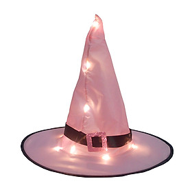 Portable Lighting Hat Halloween Dress Up Hat Lightweight Decoration Luminous Witch Hat Purple With Buckle