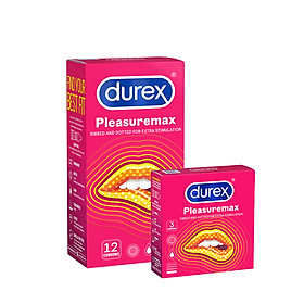 Combo Bao cao su Durex Pleasuremax Hộp 12 Bao và hộp 3 bao