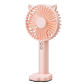 Quạt mini cầm tay tiện dụng handy fan 3 tốc độ gió tai mèo cao cấp có đèn, giá đỡ điện thoại