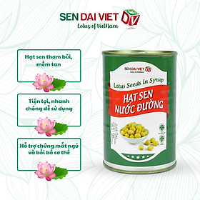 Hạt Sen Nước Đường- Hương Vị Thơm Ngon, Dễ Dàng Sử Dụng, ĐV- Sen Đại Việt- Lon 460g