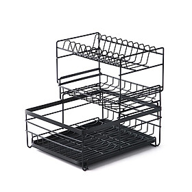 Dish Drying Rack with Detachable Drainboard 3-Tier Dish Racks for Kitchen Counter Dish Drainer Set