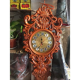 Mua Đồng hồ treo tường trạm khắc hoa la tây cổ điển bằng gỗ hương đá cực đẹp kt 35×60×4cm