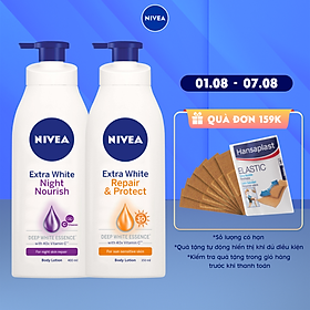 Bộ đôi chăm sóc phục hồi da Sữa Dưỡng Thể Dưỡng Trắng NIVEA Ban Ngày Giúp Phục Hồi & Chống Nắng SPF30 (350ml) - 88311 & Sữa Dưỡng Thể Dưỡng Trắng NIVEA Giúp Phục Hồi & Săn Da Ban Đêm (400ml) – 88126