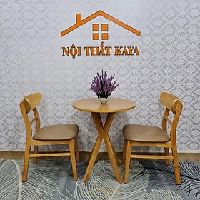 Mua Bộ bàn tròn 60cm gỗ cao su 2 ghế Lunar chân chụm chất liệu HDF lõi xanh chống ẩm chống trầy nhập khẩu Malaysia màu vàng gỗ tự nhiên