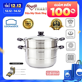 BÁO GIÁ Nồi Inox Lock And Lock | Shopee Lazada Sendo Tiki mới nhất 36 Nồi Hấp 2 Tầng Bằng Inox Lock&Lock LLH1282 (28cm)