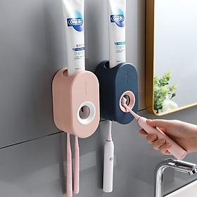 Adhesive Automatic Toothpaste Squeezer Set, Wall-mounted Toothpaste Holder, Toothbrush Rack, Wall Suction Toothpaste Squeezer