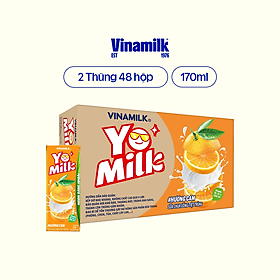 2 Thùng sữa chua uống hương cam Yomilk - hộp giấy x 170ml 48 hộp/thùng