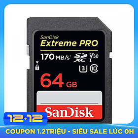 Thẻ Nhớ SDXC Sandisk Extreme Pro 170MB/s V30 64GB - Hàng Nhập Khẩu