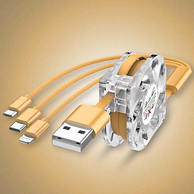 Dây Cáp Sạc Rút Đa Năng Hỗ Trợ Sạc Nhanh 1 Mét