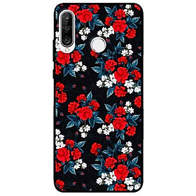 Ốp lưng in cho Huawei P30 Lite Mẫu Hồng Đỏ Nền Đen