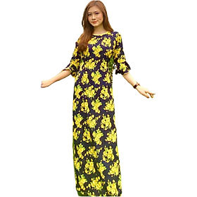 Set áo dài truyền thống nữ họa tiết hoa mai vàng