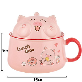 Mua Bát Tô Sứ Có Nắp Hình Heo Béo Dung Tích Lớn 1020ml - Tô Ăn Mỳ  Phở  Cơm Văn Phòng Sinh Viên