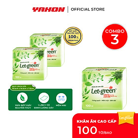 Khăn Giấy Ăn Cao Cấp Let-green | Bột Giấy Nguyên Thủy | 100 Tờ/Bao, 1 Lớp/Tờ