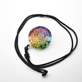 Colorful 3.5cm Retro Reiki Orgone Pendant Generator Adjustable Neck Cord for Spiritual Consolation Self-Consolation Self Discovery