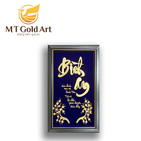 Tranh chữ bình an thư pháp dát vàng 24k(35x55cm) 24k MT Gold Art- Hàng chính hãng, trang trí nhà cửa, phòng làm việc, quà tặng sếp, đối tác, khách hàng, tân gia, khai trương 