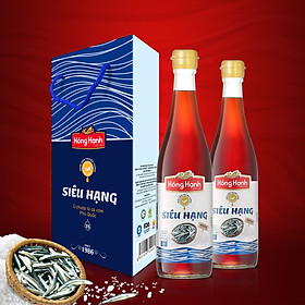 Hộp 2 chai nước mắm Phú Quốc Hồng Hạnh Siêu Hạng 35 độ đạm - Chai thủy tinh