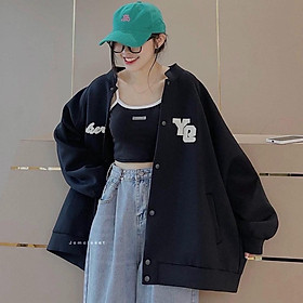 Áo Bomber, Áo Khoác Nỉ Unisex Lót Lông Y9 Dáng Rộng 2 Lớp
