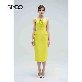Đầm gấm ôm sát nách nữ kèm hoa SIXDO