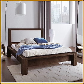 Giường ngủ Tundo gỗ sồi mặt nệm màu nâu óc chó 210 x 177 x 100cm