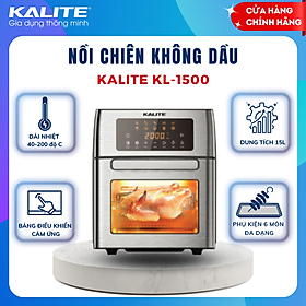 Hình ảnh Nồi chiên không dầu Kalite KL 1500, dung tích 15L, công suất 1700W, dải nhiệt 40-200 độ, bộ phụ kiện xiên quay, giỏ lồng quay đa dạng, setup sẵn 10 chức năng nấu, hàng chính hãng